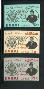 DUBAI 1964 JOHN F.  KENNEDY OVP'TS MAY 29: SET IMPERF MINT NH