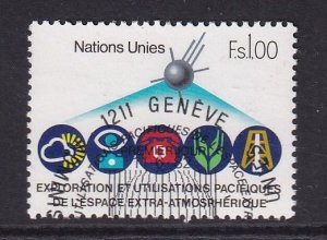 United Nations Geneva  #110 cancelled  1982  peaceful uses of outer space 1fr