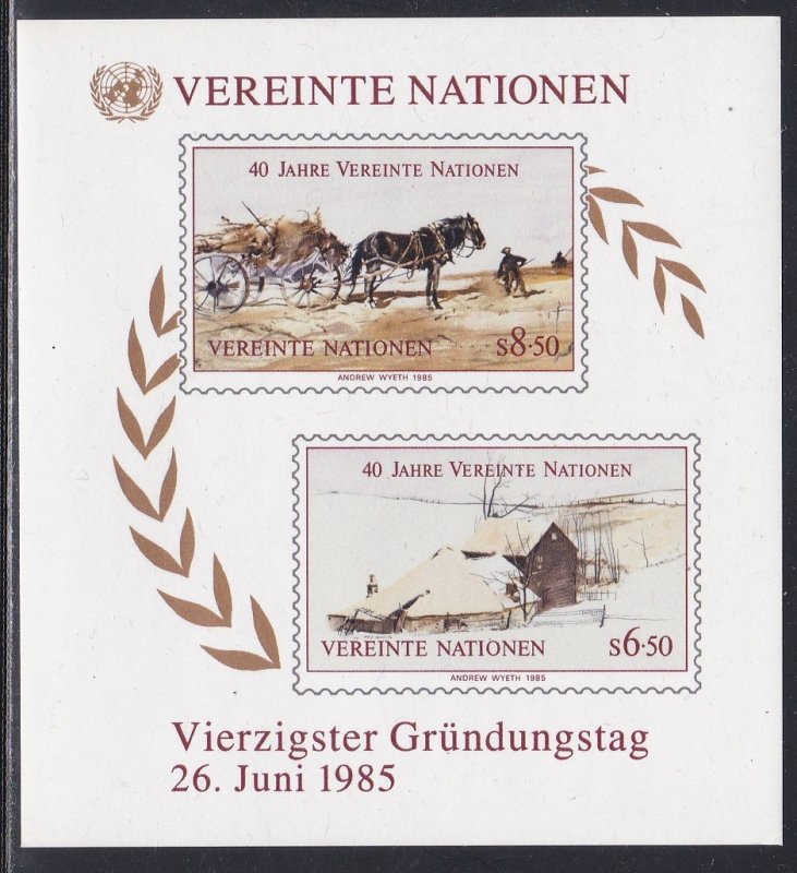 United Nations - Vienna #  54, U.N. 40th Anniversary Souvenir Sheet NH, 1/2 Cat.