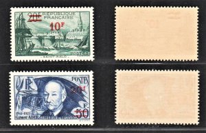 France 1941 Surcharged on Port of St. Malo & Clement Ader (2v) Fresh MNH CV$80