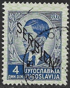 SERBIA WW2 GERMAN OCCUPATION 1941 4d SERBIEN DOWNWARD First Issue Sc 2N7 VFU