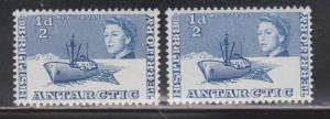 BRITISH ANTARCTIC TERRITORY Scott # 1 MH x 2 - QEII & Ship