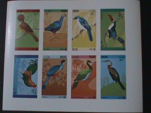 DHUFAR-WORLD LOVELY BEAUTIFUL BIRDS MNH IMPERF SHEET VF-EST.VALUE $14  RARE