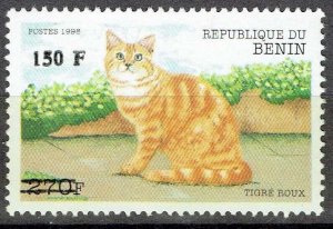 BENIN 2000 1304 150F 100€ TIGRE ROUX CAT CATS CHAT CHATS OVERPRINT SURCHARGE MNH