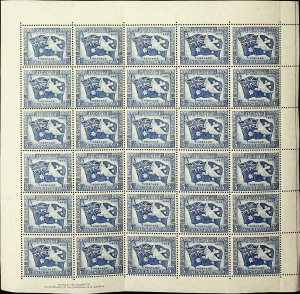 Australia Full Sheet 1946 3½d SG 214 ** MNH KGVI (002827)