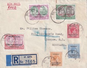 1950, St. Kitts to Glasgow, Scotland, Registered, Airmail, See Remark (45765)