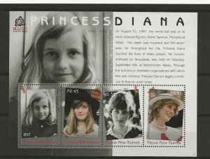 Papua New Guinea 2007 Princess Diana  sheet of 4 values sg.MS1198  MNH