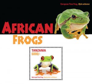 Tanzania 2015 - African Frogs - Red Eyed Tree Frog - Souvenir Sheet - MNH