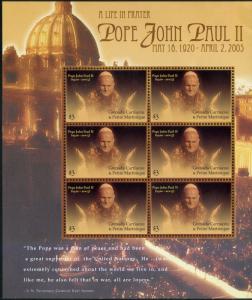 2610 MNH SHEET/6 SCV $20.50 BIN $12.00 CARRIACOU, POPE JOHN PAUL II