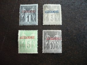 Stamps-French Offices Alexandria-Scott#1,3,5,6,-Mint Hinged Part Set of 4 Stamps