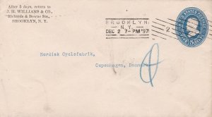 U.S. 1897 Brooklyn N.Y. Cancel J.H. Williams & Co. Pre Paid Envelope Ref 45671