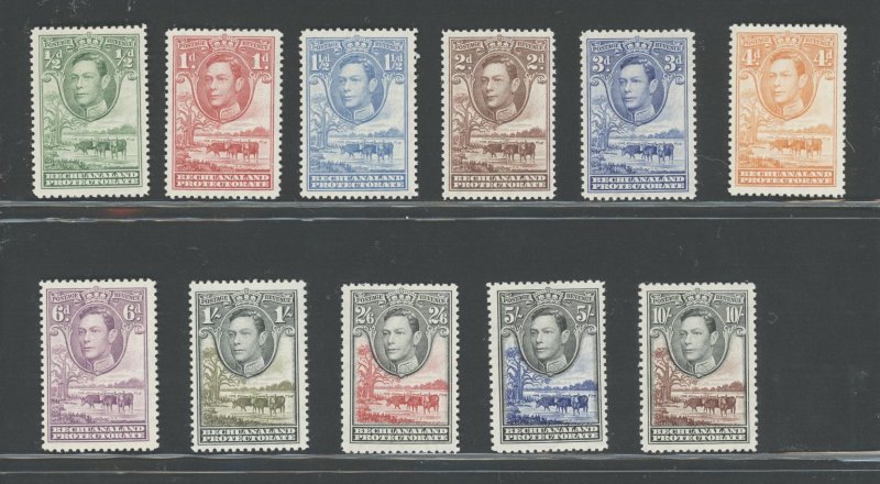 1938-52 Bechuanaland Protectorate, Stanley Gibbons #118-28, 11 Values - Full Ser
