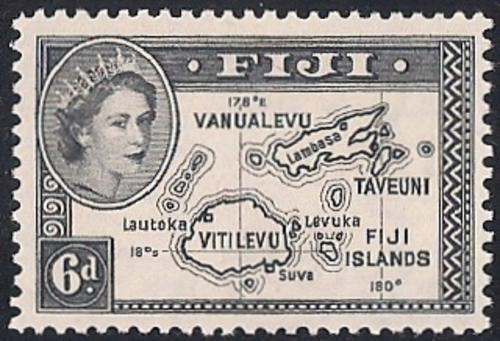 Fiji #154  6p Map of Fiji Islands, mint OG NH VF