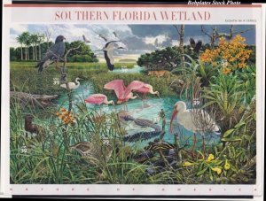 BOBPLATES #4099 Southern Florida Wetland Sheet of 10 VF NH SCV=$9