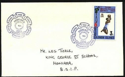 SOLOMON IS 1969 local cover Honiara ROYAL VISIT commem cancel..............94032