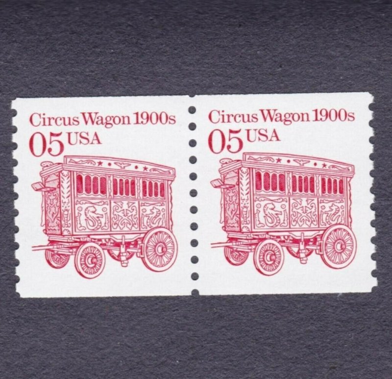 Triple 5c Circus Wagon No Tag LGG US 2452a MNH F-VF Single & Pair