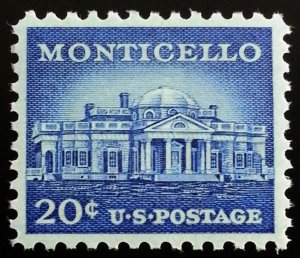 1956 20c Thomas Jefferson's Monticello Scott 1047 Mint F/VF NH