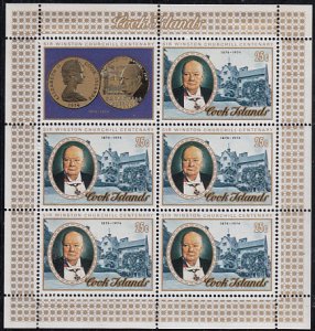 Cook Islands 1974 MH Sc #419 Sheet of 5 25c Sir Winston Churchill