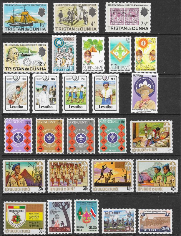 WORLDWIDE Scouting Collection (245) All Mint Never Hinged Sets & Singles