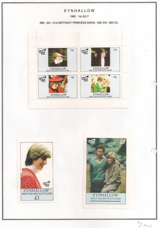 SCOTLAND - EYNHALLOW - 1982 - Diana 21st - Perf 4v, Souv, D/L Sheets - MLH