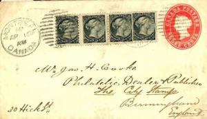 CANADA SUPERB MIXED QUEENS FRANKING 3c Stationery Cover Birmingham 1893 W28b