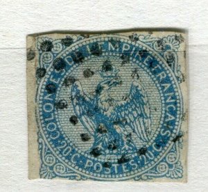 FRENCH COLONIES; 1859 early classic Imperf Eagle issue used 20c. value