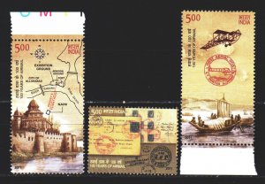 India. 2011. 2557-59 in a series. Aerophilately, plane, boat. MNH.