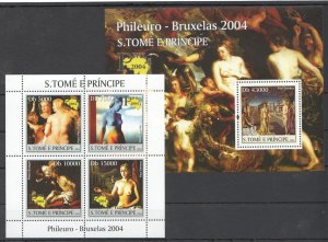 O0073 2004 Sao Tome & Principe Erotic Art Rubens Brussels Kb+Bl Mnh