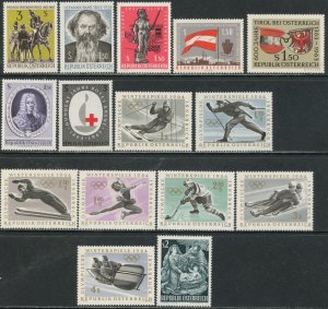 AUSTRIA Sc#704-718 1963 9 Different Complete Commem Sets OG Mint NH