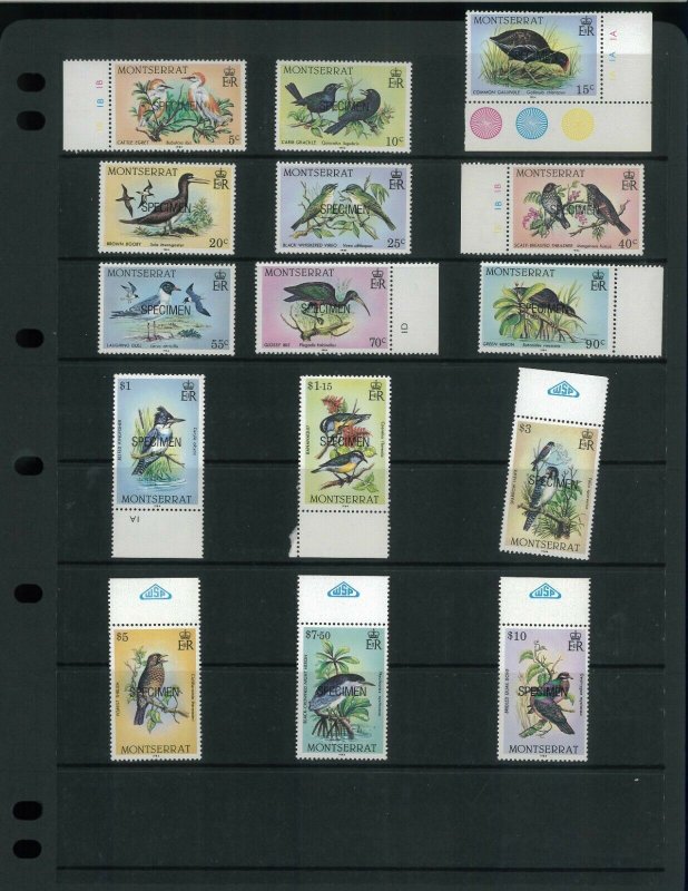 Wholesale Lot Birds. Montserrat 524-38  Specimen sets x 5. Cat.216.25