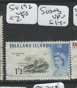 FALKLAND ISLANDS  (P1203B) QEII 1/3 BIRD SG 203  VFU