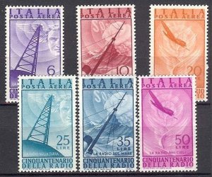 1947 - ITALY - 50th anniv. of radio - Sc# C116-C121 - MNH **