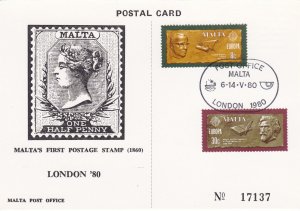 Malta # 575-576, Europa 1980, First Day Cover on a Postal Card