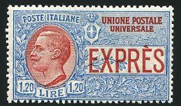 Italy #E6var (Sass. 8) Cat€250, 1922 1.20L blue and red, prepared but not i...