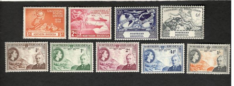 1946-53 Northern Rhodesia SC #50-58 CECIL RHODES MH stamps