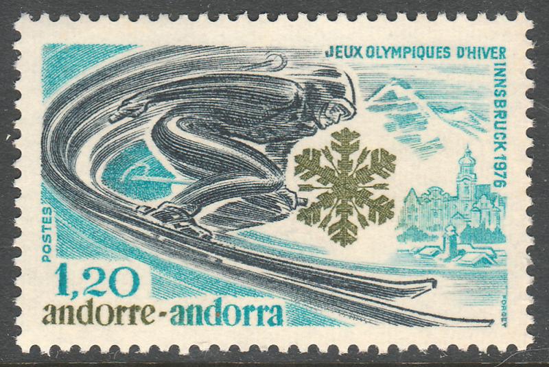 ANDORRA-FRENCH 244, WINTER OLYMPIC GAMES, INNSBRUCK. MINT, NH. (245)