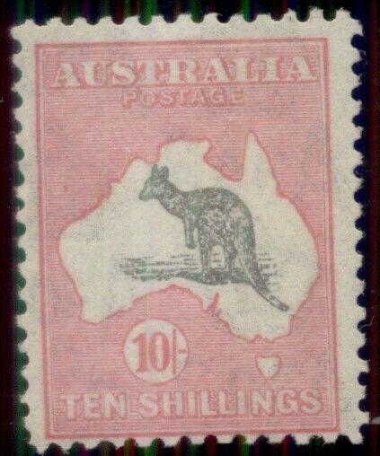 AUSTRALIA #127, 10sh pink & gray, og, VLH, F/VF, Scott $400.00