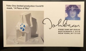 2018 John Lennon FDC Yoko Ono CORONA Headlines Laser Cachet