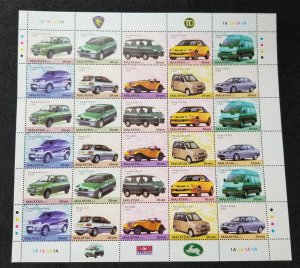 Malaysia Made Vehicle (II) 2001 Car Motor Automobile Transport (sheetlet) MNH