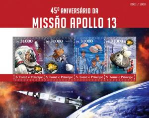 SAO TOME E PRINCIPE 2015 SHEET APOLLO 13 MISSION SPACE ASTRONAUTS st15316a