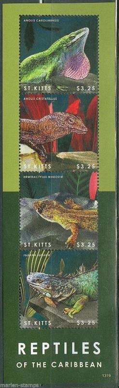 ST. KITTS 2014 REPTILES OF THE CARIBBEAN SHEET OF FOUR MINT NH