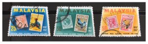 MALAYSIA 1967 STAMP CENTENARY set of 3V used SG#48-50