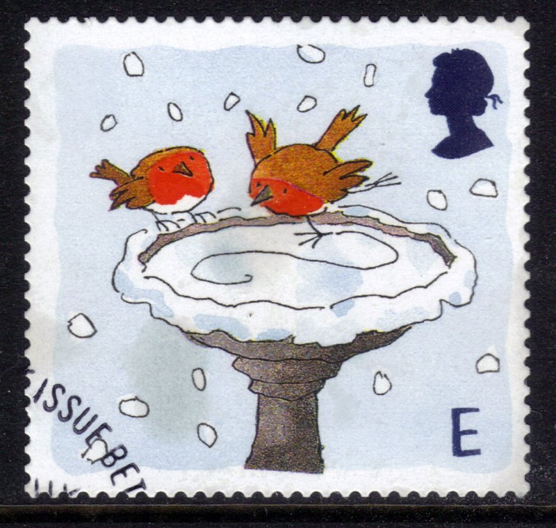 GB 2001 QE2 Euro Christmas Robins Skating Ex Fdc Used SG 2240  ( R737 )