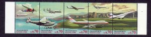 United Nations Geneva-Sc#311a-unused NH strip-Planes-Transportation-1997-