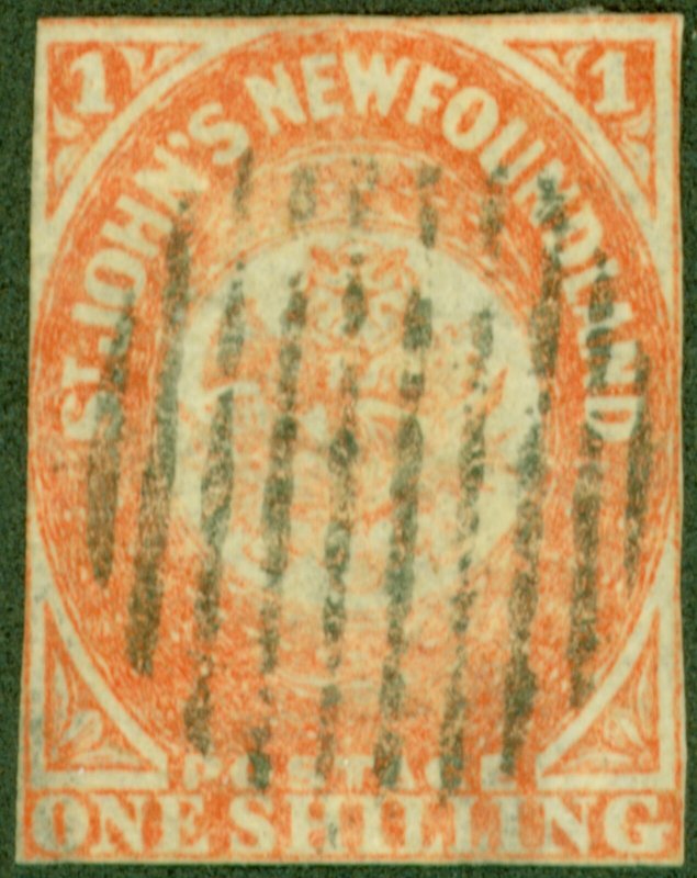 Newfoundland 1860 1s Orange-Vermilion SG15 Good Used Example CV £11,000