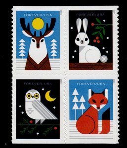 USA # 5822-25 MNH WINTER WOODLAND ANIMALS BLOCK /4 STAMPS FOREVER