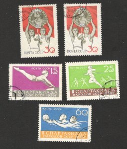 RUSSIA - 5 USED STAMPS - SPORT - Mi.No. 2249/52- 1959. 