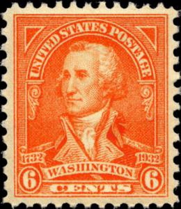 1932 6c G. Washington, John Trumbull, Red Orange Scott 711 Mint F/VF NH