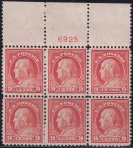 #509 Mint NH, VF, Plate number block of 6 (CV $250) (CV $25 - ID45228) - Jose...