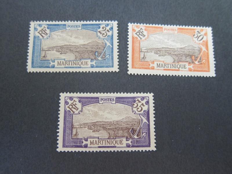 French Martinique 1908 Sc 74,76,81 MH